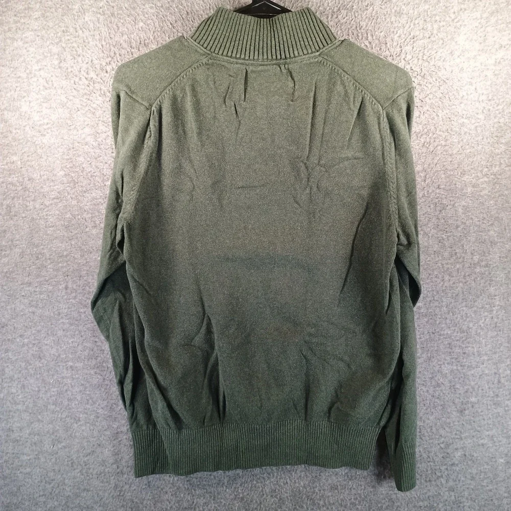 Eddie Bauer Men S 1/4 Button Henley Fisherman Knit Sweater Green Cotton Cashmere